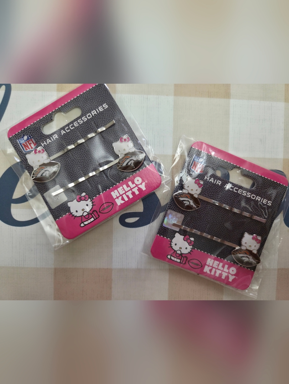 Denver Broncos Hello Kitty Hair Accessories. NFL Hello Kitty Hair Bobby Pins.